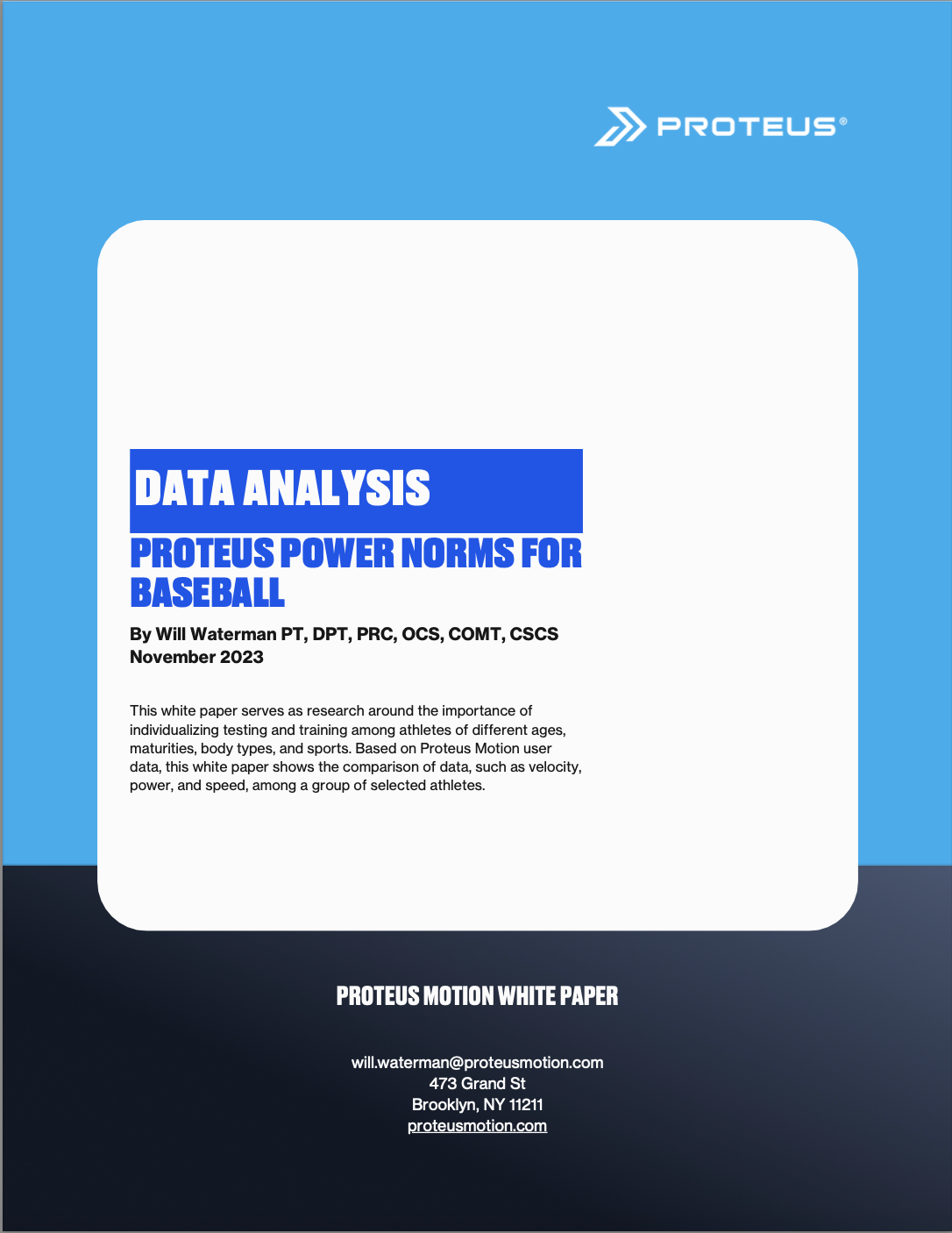 Proteus Power Norms for Baseball Proteus Power Norms for Baseball